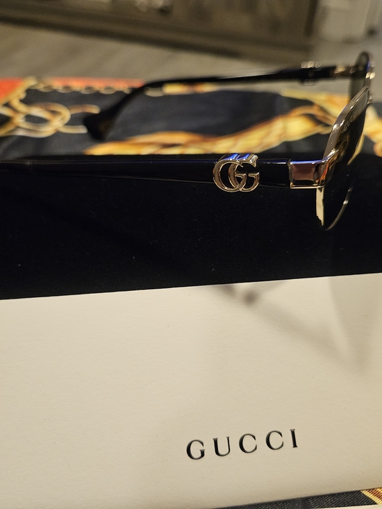 Gucci Black Sunglasses with Gold Double G Accent